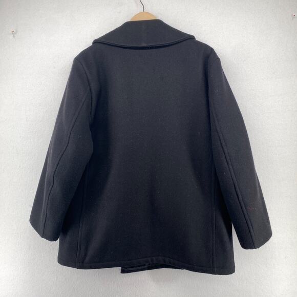 US NAVY Jacket Men L USN Military Wool Peacoat Double Breasted Uniform Black VTG - Picture 3 of 11